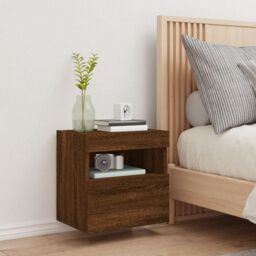 Berkfield Home TV Wall Cabinet with LED Lights Brown Oak 40x30x40 cm - Size: 40 x 30 x 40 cm - thumbnail 5