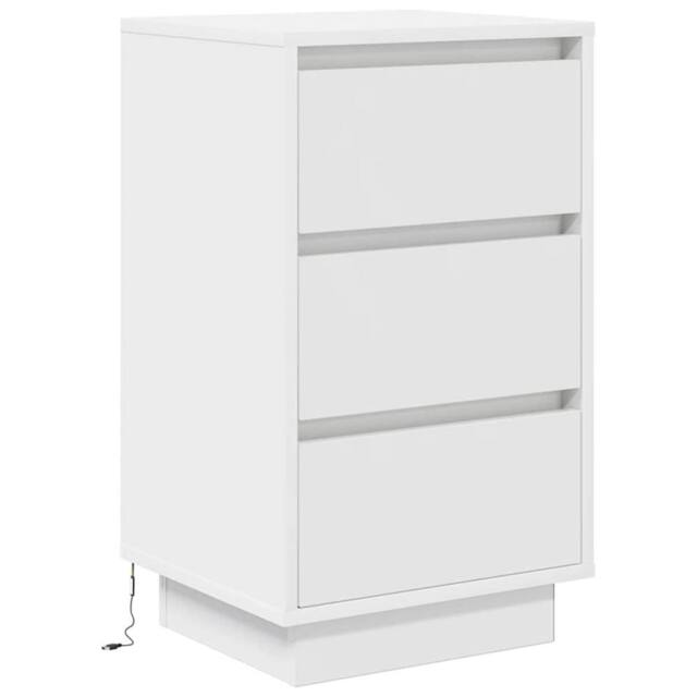 Berkfield Home Modern Bedside Cabinet with LED Lights¬†White 38x34x65 cm in White - Size: 38 x 34 x 65 cm - image 1