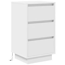 Berkfield Home Modern Bedside Cabinet with LED Lights¬†White 38x34x65 cm in White - Size: 38 x 34 x 65 cm - thumbnail 1