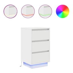 Berkfield Home Modern Bedside Cabinet with LED Lights¬†White 38x34x65 cm in White - Size: 38 x 34 x 65 cm - thumbnail 3