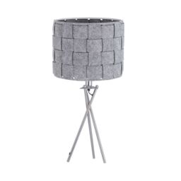First Choice Lighting Set of 2 Warner - Chrome Tripod Table Lamps with Grey Felt Shades in Silver - thumbnail 2