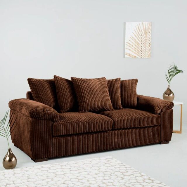 Snugg Furniture UK Limited Amalfi Jumbo Cord 3 Seater Sofa in Brown - image 1