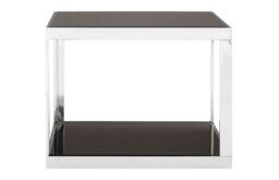 Orsina Sleek Allure Silver Finish Square Coffee Table, Black Tempered Glass Display Table, Decorative Coffee Table - thumbnail 4