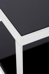 Orsina Sleek Allure Silver Finish Square Coffee Table, Black Tempered Glass Display Table, Decorative Coffee Table - thumbnail 3