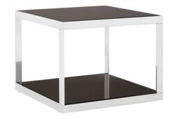 Orsina Sleek Allure Silver Finish Square Coffee Table, Black Tempered Glass Display Table, Decorative Coffee Table - thumbnail 2