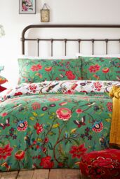 Furn Pomelo Tropical Floral Reversible Duvet Cover Set in Green - Size: King - thumbnail 1