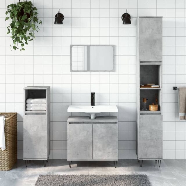 Berkfield Home Bathroom Cabinet Concrete Grey 58x33x60 cm Engineered Wood - Size: 58 x 33 x 60 cm - image 1
