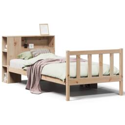 Berkfield Home Bookcase Bed without Mattress 75x190 cm Small Single Solid Wood Pine in Natural - thumbnail 1