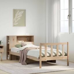 Berkfield Home Bookcase Bed without Mattress 75x190 cm Small Single Solid Wood Pine in Natural - thumbnail 2