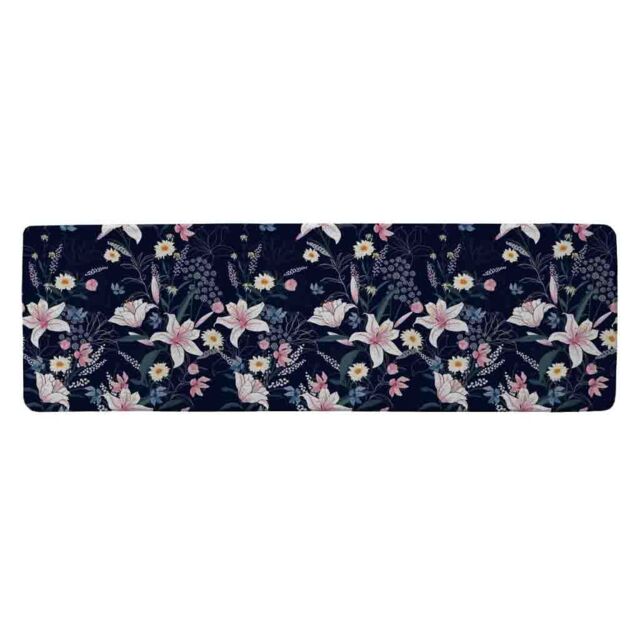 Benjamin Tate Design Tropical White & Pink Flowers Runner Rug in Natural - Size: 67 cm x 230 cm - image 1