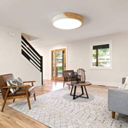 Goeco LED Wooden Ceiling Light, 30W, 30cm, 4500K, Round Ceiling Light in White - thumbnail 5