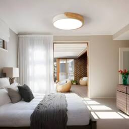Goeco LED Wooden Ceiling Light, 30W, 30cm, 4500K, Round Ceiling Light in White - thumbnail 2
