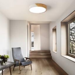 Goeco LED Wooden Ceiling Light, 30W, 30cm, 4500K, Round Ceiling Light in White - thumbnail 4