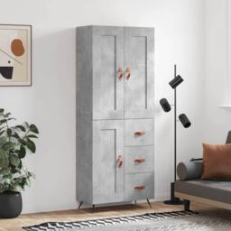 Berkfield Home Highboard Concrete Grey 69.5x34x180 cm Engineered Wood - thumbnail 2