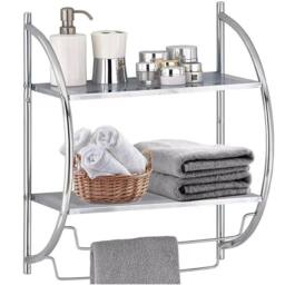 KORVIXA 2 Tier Modern Chrome Wall Mounted Bathroom Shelf in Silver - Size: W600mm x H650mm