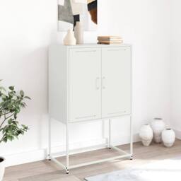 Berkfield Home Highboard White 68.5x38.5x107 cm Steel - thumbnail 3