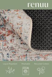 Kukoon Cream Multicolour Floral Medallion Non Slip Washable Low Pile Rug in Beige - Size: 80 cm x 150 cm - thumbnail 6