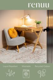 Kukoon Cream Multicolour Floral Medallion Non Slip Washable Low Pile Rug in Beige - Size: 80 cm x 150 cm - thumbnail 5