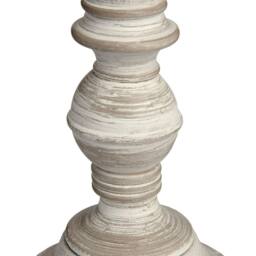 Wyld Haus Baronnies Cream Wooden Pedestal Table Lamp with Tapered Linen Shade in Grey - thumbnail 3