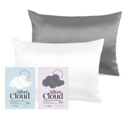 Silver Cloud Women's Silver Ion Infused White & Charcoal Pillowcase Set in Metallics - thumbnail 1