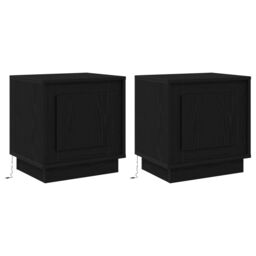 Berkfield Home Bedside Cabinets with LED Lights 2 pcs Black Oak 44x34, 5x45 cm - thumbnail 2