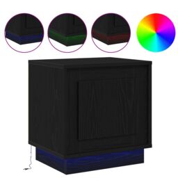 Berkfield Home Bedside Cabinets with LED Lights 2 pcs Black Oak 44x34, 5x45 cm - thumbnail 4