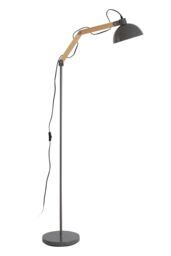 Orsina Highly Manoeuvrable Grey Wood & Metal Floor Lamp, Sturdy Design Bedroom Floor Lamp, Sleek Modern Lamp