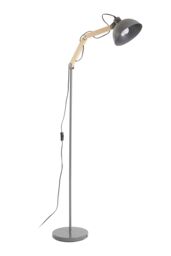 Orsina Highly Manoeuvrable Grey Wood & Metal Floor Lamp, Sturdy Design Bedroom Floor Lamp, Sleek Modern Lamp - thumbnail 2