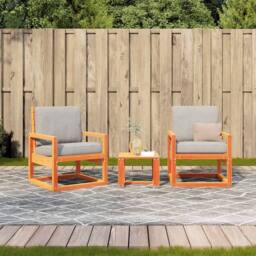 Berkfield Home Beautiful 3 Piece Garden Lounge Set Wax Brown Solid Wood Pine