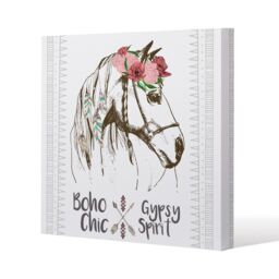 Benjamin Tate Design horse with flower Chic (Canvas Print) / 101 x 101 x 4cm in Natural - Size: 101 x 101 x 4 cm - thumbnail 1