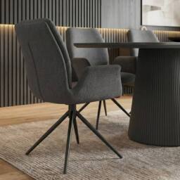 HOME LUXE INTERIOR Davos 180cm Grey Ceramic Oval Table & 6 Fairmont Grey Swivel Chairs - thumbnail 8