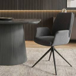 HOME LUXE INTERIOR Davos 180cm Grey Ceramic Oval Table & 6 Fairmont Grey Swivel Chairs - thumbnail 6