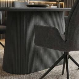 HOME LUXE INTERIOR Davos 180cm Grey Ceramic Oval Table & 6 Fairmont Grey Swivel Chairs - thumbnail 5
