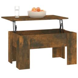 Berkfield Home Coffee Table Smoked Oak 79x49x41 cm Engineered Wood in Brown - Size: 79 x 49 x 41 cm - thumbnail 6