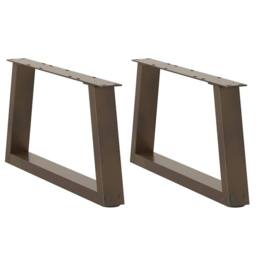 Berkfield Home Modern Dining Table Legs V-Shape 2 pcs Natural Steel 60x(30-31.3) in Brown - thumbnail 2