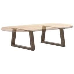 Berkfield Home Modern Dining Table Legs V-Shape 2 pcs Natural Steel 60x(30-31.3) in Brown - thumbnail 8