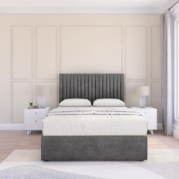 "Sloomy Manhattan Plush Bed Set With 4 Drawers, Mattress & 26"" Headboard in Dark Grey - Size: Super King" - thumbnail 2