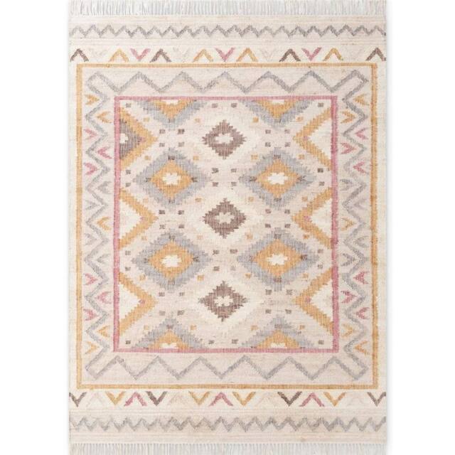 THE RUGS Roya Afghan Kelim Runner Rug Handwoven Flatweave Jute Cotton in Cream - Size: 160 cm x 230 cm - image 1