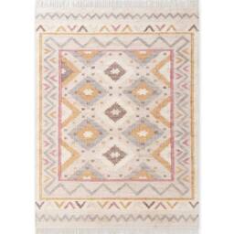 THE RUGS Roya Afghan Kelim Runner Rug Handwoven Flatweave Jute Cotton in Cream - Size: 160 cm x 230 cm - thumbnail 1