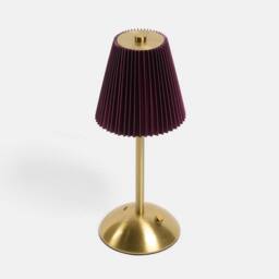 OHS Pleated Bedside Lamp LED Rechargeable Cordless Night Light in Burgundy - thumbnail 4
