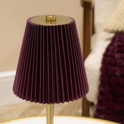 OHS Pleated Bedside Lamp LED Rechargeable Cordless Night Light in Burgundy - thumbnail 2
