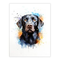 "Artery8 Wall Art Print Black Labrador Retriever Lovers Gift Watercolour Pet Portrait Painting Artwork Poster - Size: W18"" x H24""" - thumbnail 1