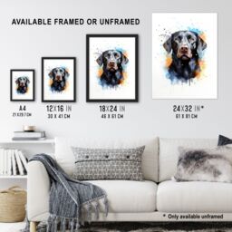 "Artery8 Wall Art Print Black Labrador Retriever Lovers Gift Watercolour Pet Portrait Painting Artwork Poster - Size: W18"" x H24""" - thumbnail 3