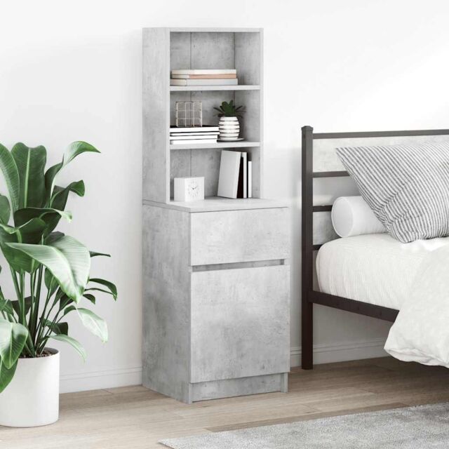 Berkfield Home Bedside Cabinet Concrete Grey 39x35x125 cm Engineered Wood - Size: 39 x 35 x 125 cm - image 1