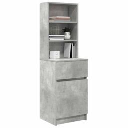 Berkfield Home Bedside Cabinet Concrete Grey 39x35x125 cm Engineered Wood - Size: 39 x 35 x 125 cm - thumbnail 4