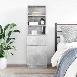 Berkfield Home Bedside Cabinet Concrete Grey 39x35x125 cm Engineered Wood - Size: 39 x 35 x 125 cm - thumbnail 3
