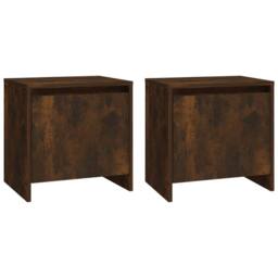 Berkfield Home Bedside Cabinets 2 pcs Smoked Oak 45x34x44.5 cm Engineered Wood in Brown - thumbnail 1
