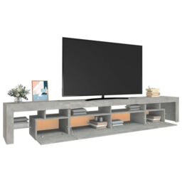 Berkfield Home TV Cabinet with LED Lights Concrete Grey 260x36.5x40 cm - thumbnail 6
