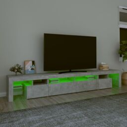 Berkfield Home TV Cabinet with LED Lights Concrete Grey 260x36.5x40 cm - thumbnail 4