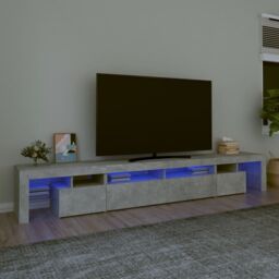 Berkfield Home TV Cabinet with LED Lights Concrete Grey 260x36.5x40 cm - thumbnail 1